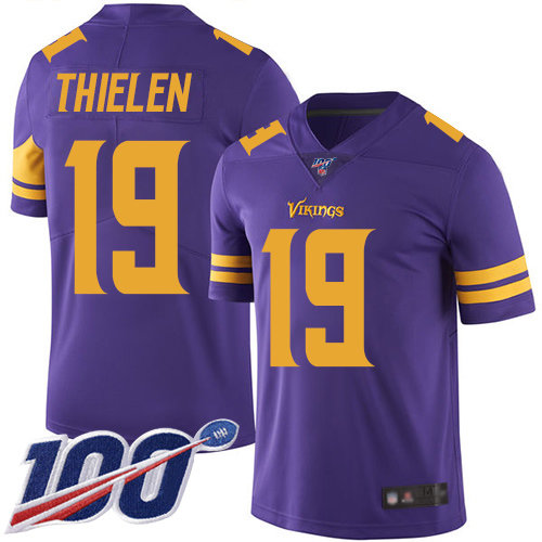 Vikings #19 Adam Thielen Purple Men’s Stitched Football Limited Rush 100th Season Jersey