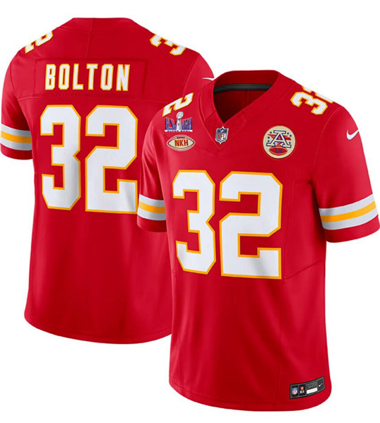 Men’s Kansas City Chiefs #32 Nick Bolton Red 2024 F.U.S.E. Super Bowl LVIII Patch With NKH Patch Vapor Untouchable Limited Football Stitched Jersey