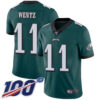 Eagles #11 Carson Wentz Midnight Green Team Color Men’s Stitched Football 100th Season Vapor Limited Jersey