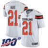 Nike Browns #21 Denzel Ward White Men’s Stitched NFL 100th Season Vapor Limited Jersey