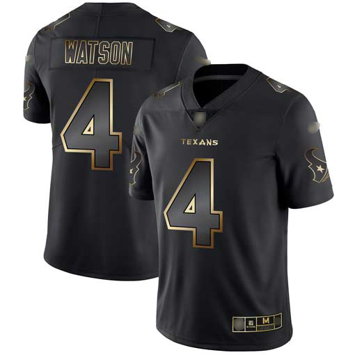 Texans #4 Deshaun Watson Black Gold Men’s Stitched Football Vapor Untouchable Limited Jersey