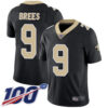 Saints #9 Drew Brees Black Team Color Men’s Stitched Football 100th Season Vapor Limited Jersey