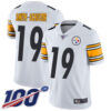 Steelers #19 JuJu Smith-Schuster White Men’s Stitched Football 100th Season Vapor Limited Jersey