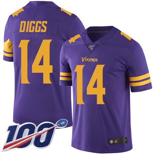 Vikings #14 Stefon Diggs Purple Men’s Stitched Football Limited Rush 100th Season Jersey