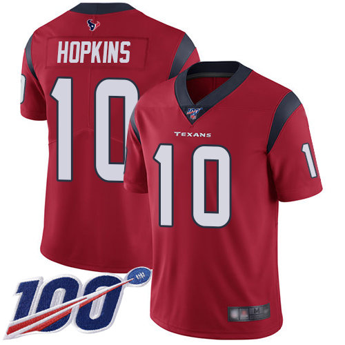 Texans #10 DeAndre Hopkins Red Alternate Men’s Stitched Football 100th Season Vapor Limited Jersey