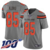 Nike Browns #85 David Njoku Gray Men’s Stitched NFL Limited Inverted Legend 100th Season Jersey