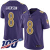 Ravens #8 Lamar Jackson Purple Men’s Stitched Football Limited Rush 100th Season Jersey