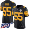 Steelers #55 Devin Bush Black Men’s Stitched Football Limited Rush 100th Season Jersey