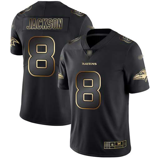 Ravens #8 Lamar Jackson Black Gold Men’s Stitched Football Vapor Untouchable Limited Jersey