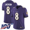Ravens #8 Lamar Jackson Purple Team Color Men’s Stitched Football 100th Season Vapor Limited Jersey