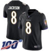Ravens #8 Lamar Jackson Black Alternate Men’s Stitched Football 100th Season Vapor Limited Jersey