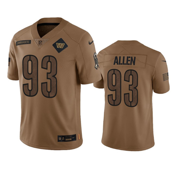 Men’s Washington Commanders #93 Jonathan Allen 2023 Brown Salute To Service Limited Football Stitched Jersey