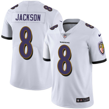 Nike Baltimore Ravens #8 Lamar Jackson White Men’s Stitched NFL Vapor Untouchable Limited Jersey