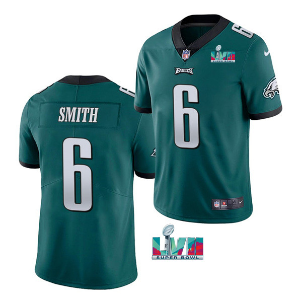 Men’s Philadelphia Eagles #6 DeVonta Smith Green Super Bowl LVII Patch Vapor Untouchable Limited Stitched Jersey