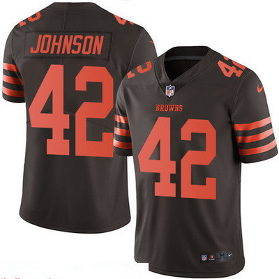 Men’s Cleveland Browns #42 Malcolm Johnson Brown 2016 Color Rush Stitched NFL Nike Limited Jersey