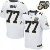 Men’s New Orleans Saints #77 Willie Roaf White 50th Season Patch Stitched NFL Nike Elite Jersey
