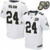 Men’s New Orleans Saints #24 Kyle Wilson White 50th Season Patch Stitched NFL Nike Elite Jersey