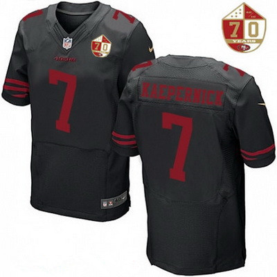 Men’s San Francisco 49ers #7 Colin Kaepernick Black Color Rush 70th Anniversary Patch Stitched NFL Nike Elite Jersey