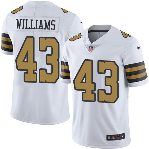 Nike New Orleans Saints #43 Marcus Williams White Men’s Stitched NFL Limited Rush Jersey