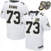 Men’s New Orleans Saints #73 Jahri Evans White 50th Season Patch Stitched NFL Nike Elite Jersey