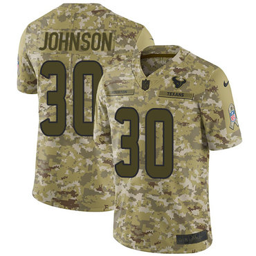 Nike Texans #30 Kevin Johnson Camo Men’s Stitched NFL Limited 2018 Salute To Service Jersey