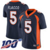 Broncos #5 Joe Flacco Navy Blue Alternate Men’s Stitched Football 100th Season Vapor Limited Jersey