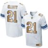 Nike Cowboys #21 Ezekiel Elliott White Men’s Stitched NFL Elite Gold Jersey