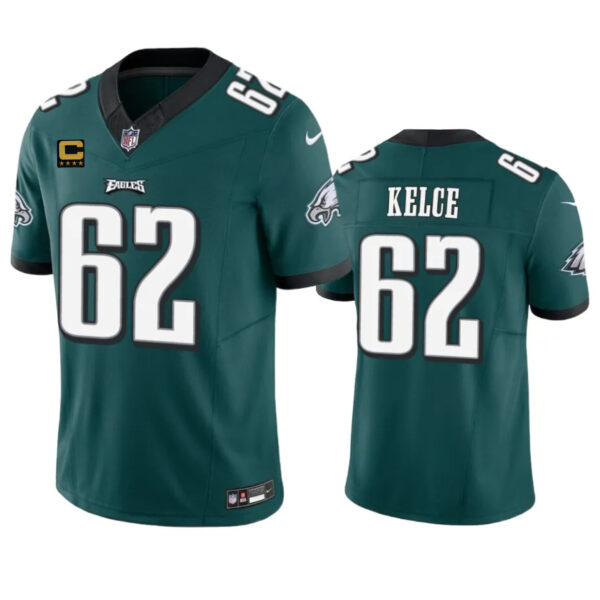 Men’s Philadelphia Eagles #62 Jason Kelce Green 2023 F.U.S.E. With 4-Star C Patch Vapor Untouchable Limited Football Stitched Jersey
