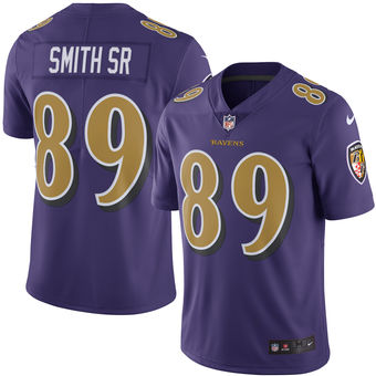 Men’s Baltimore Ravens #89 Steve Smith Sr Nike Purple Color Rush Limited Jersey