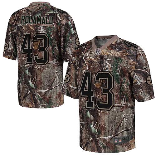 Nike Steelers #43 Troy Polamalu Camo Men’s Stitched NFL Realtree Elite Jersey