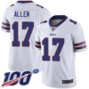 Bills #17 Josh Allen White Men’s Stitched Football 100th Season Vapor Limited Jersey