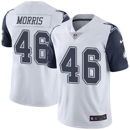Nike Cowboys #46 Alfred Morris White Men’s Stitched NFL Limited Rush Jersey