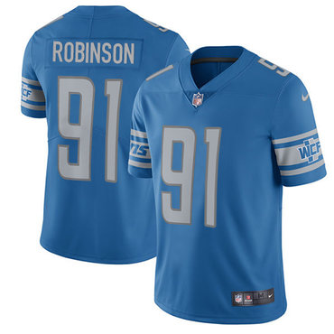 Nike Lions #91 A’Shawn Robinson Blue Team Color Men’s Stitched NFL Limited Jersey