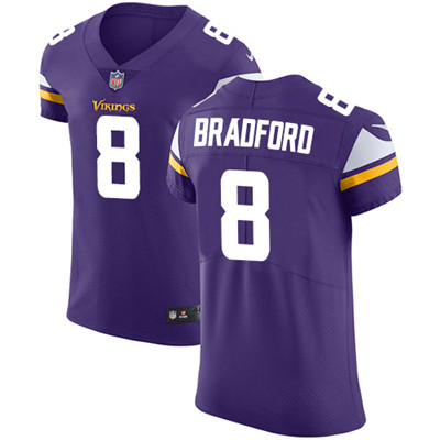 Men’s Nike Minnesota Vikings #8 Sam Bradford Purple Team Color Stitched NFL Vapor Untouchable Elite Jersey