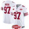 Men’s San Francisco 49ers #97 Nick Bosa White 2023 F.U.S.E. With 2-star C Ptach And NFC West Champions Patch Football Stitched Jersey