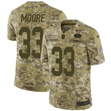 Nike 49ers #33 Tarvarius Moore Camo Men’s Stitched NFL Limited 2018 Salute To Service Jersey