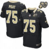 Men’s New Orleans Saints #75 Andrus Peat Black 50th Season Patch Stitched NFL Nike Elite Jersey