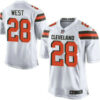 Men’s Cleveland Browns Brown #28 Terrance West White Road 2015 NFL Nike Elite Jersey