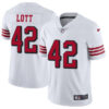 Nike 49ers #42 Ronnie Lott White Rush Men’s Stitched NFL Vapor Untouchable Limited Jersey