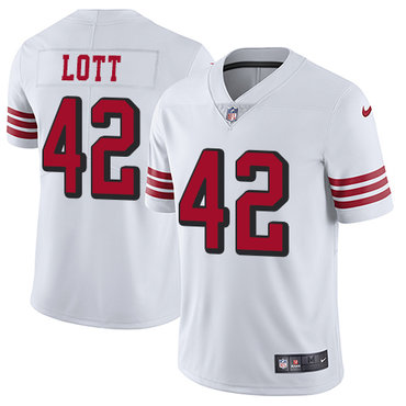 Nike 49ers #42 Ronnie Lott White Rush Men’s Stitched NFL Vapor Untouchable Limited Jersey