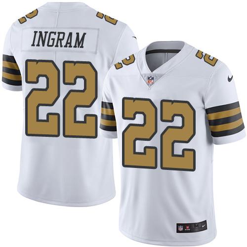 Nike Saints #22 Mark Ingram White Men’s Stitched NFL Limited Rush Jersey