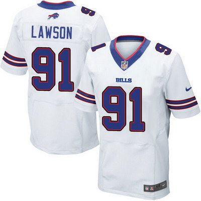 Men’s Buffalo Bills #91 Manny Lawson 2013 Nike White Elite Jersey