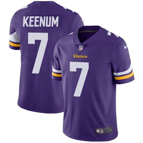 Men’s Nike Minnesota Vikings #7 Case Keenum Purple Team Color Vapor Untouchable Limited Player NFL Jersey
