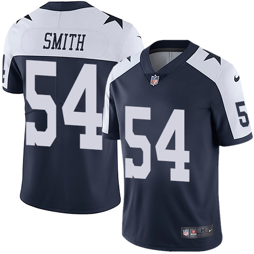 Nike Dallas Cowboys #54 Jaylon Smith Navy Blue Thanksgiving Men’s Stitched NFL Vapor Untouchable Limited Throwback Jersey