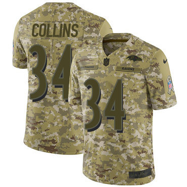 Nike Ravens #34 Alex Collins Camo Men’s Stitched NFL Limited 2018 Salute To Service Jersey
