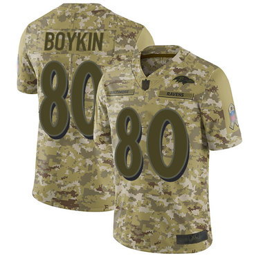 Ravens #80 Miles Boykin Camo Men’s Stitched Football Limited 2018 Salute To Service Jersey
