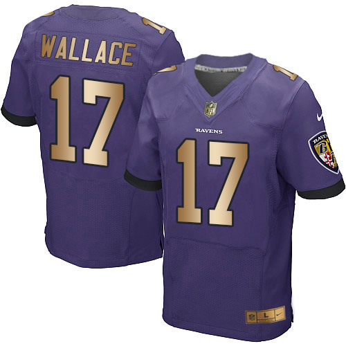 Nike Ravens #17 Mike Wallace Purple Team Color Men’s Stitched NFL New Elite Gold Jersey