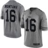 Nike 49ers #16 Joe Montana Gray Men’s Stitched NFL Limited Gridiron Gray Jersey