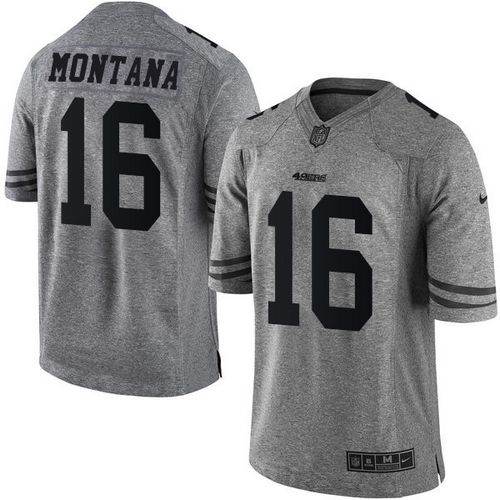 Nike 49ers #16 Joe Montana Gray Men’s Stitched NFL Limited Gridiron Gray Jersey