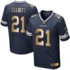 Nike Cowboys #21 Ezekiel Elliott Navy Blue Team Color Men’s Stitched NFL Elite Gold Jersey